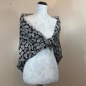 Paisley Black and White Bandanna-Like Scarf